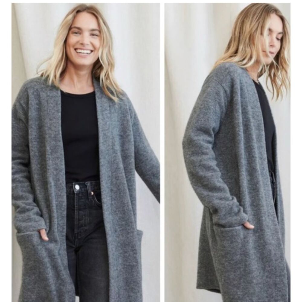 Jenni Kayne Sweater Coat Grey Merino Wool Yak Blend Size Medium